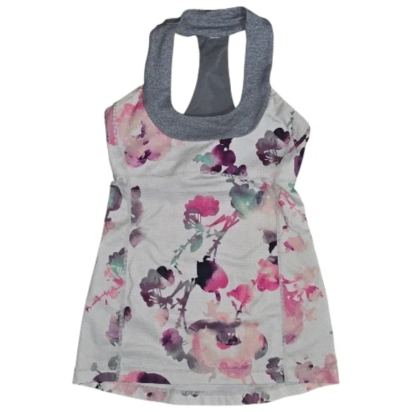 lululemon athletica Gray and Pink Floral Tank Top - Picture 3 of 7